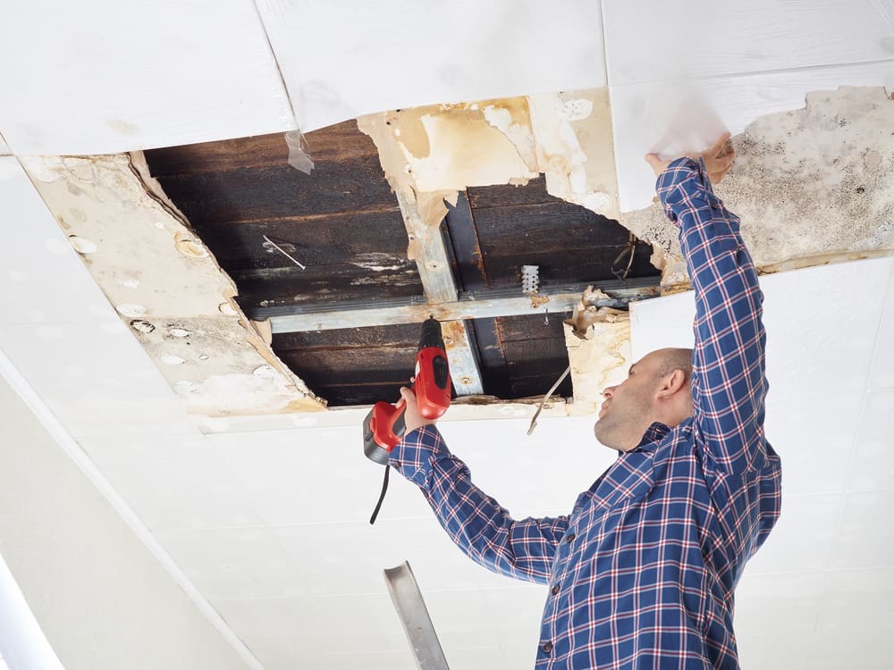 Professional tools used for ceiling repair